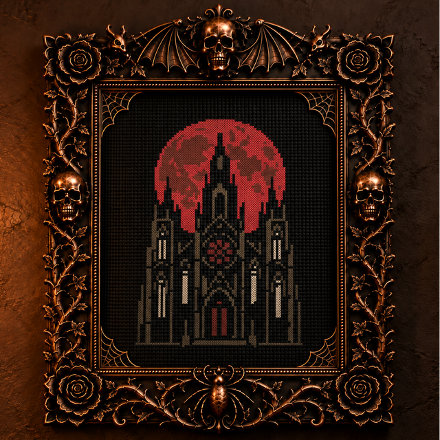 Gothic cross stitch pattern preview