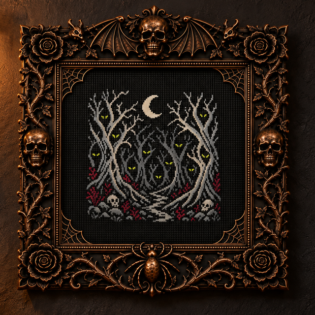 Gothic cross stitch pattern preview